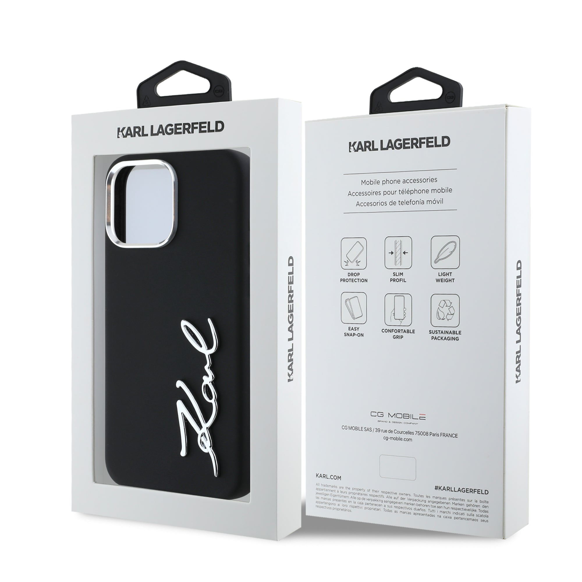 Karl Lagerfeld “Signature Metal Logo Collection” Hard Case Θήκη προστασίας από σιλικόνη – iPhone 16 Pro Max (Μαύρο – KLHCP16XSCMSMVK)