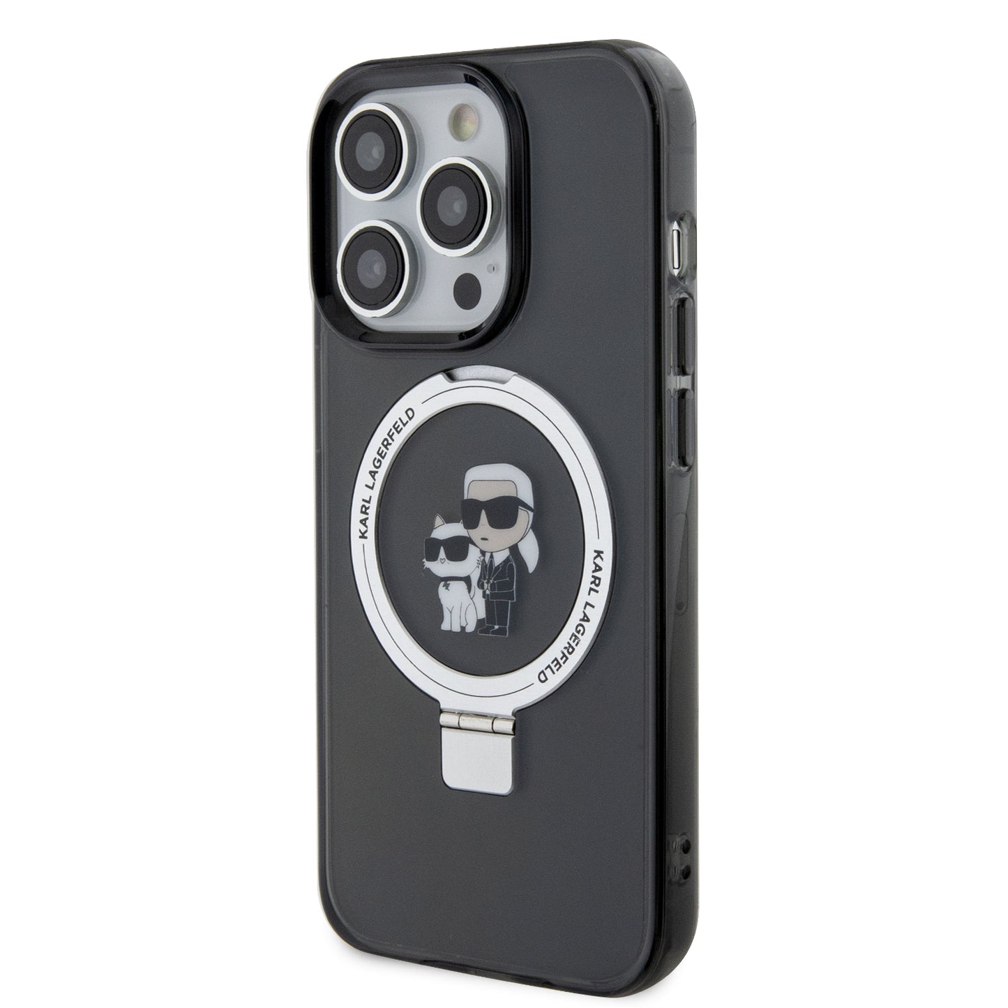 Karl Lagerfeld Magsafe Ringstand Case “Karl & Choupette’S Head” Θήκη Προστασίας Από Σκληρό Πλαστικό Για Iphone 14 Pro Max (Black – Klhmp14Xhmrskck) – Θήκη για κινητό από το PhoneBazaar.gr