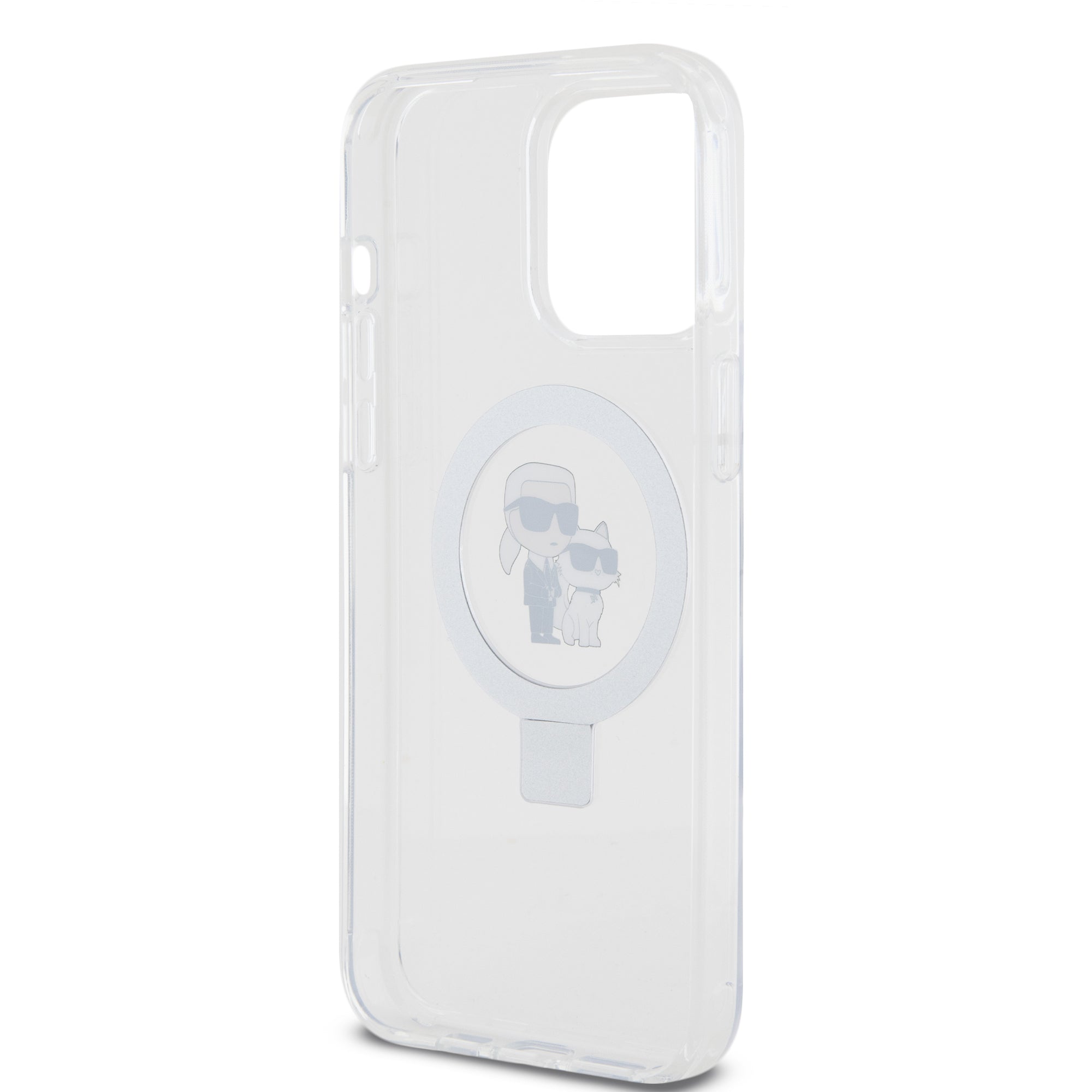 Karl Lagerfeld Magsafe Ringstand Case "Karl & Choupette's Head" Θήκη προστασίας από σκληρό πλαστικό για iPhone 15 Pro Max (Διάφανο – KLHMP15XHMRSKCH)