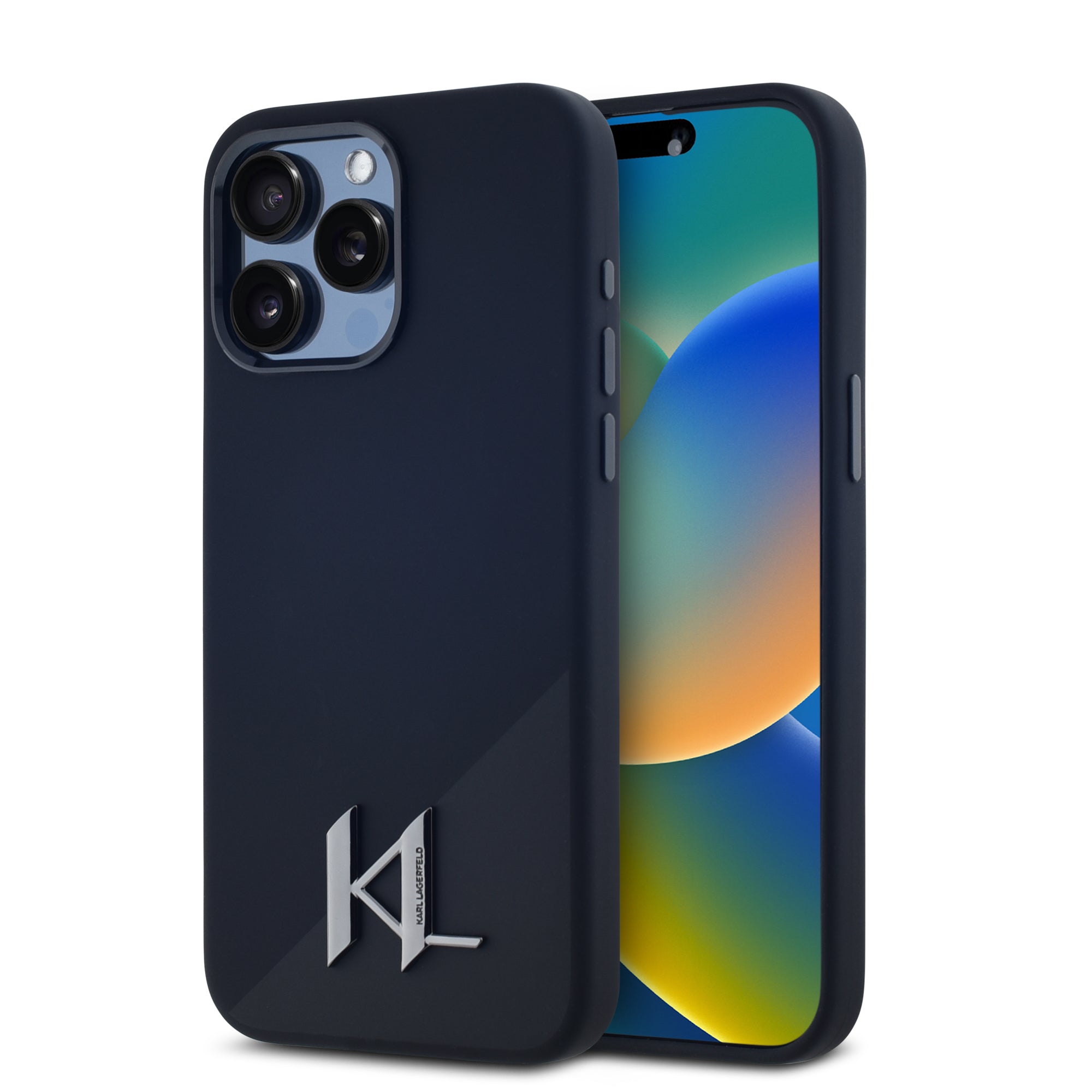 Karl Lagerfeld MagSafe Initial Metal Logo Silicone Case Θήκη προστασίας από σιλικόνη – iPhone 15 Pro Max (Μαύρο – KLHMP15XSCMKMPCK) – PhoneBazaar