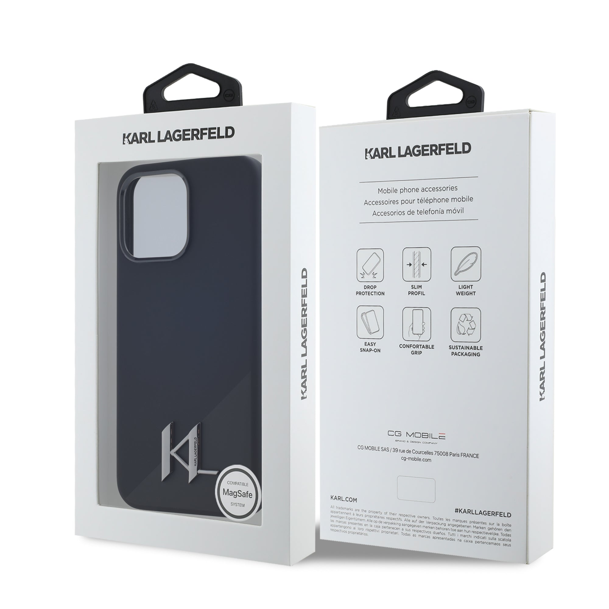 Karl Lagerfeld MagSafe Initial Metal Logo Silicone Case Θήκη προστασίας από σιλικόνη – iPhone 15 Pro Max (Μαύρο – KLHMP15XSCMKMPCK)