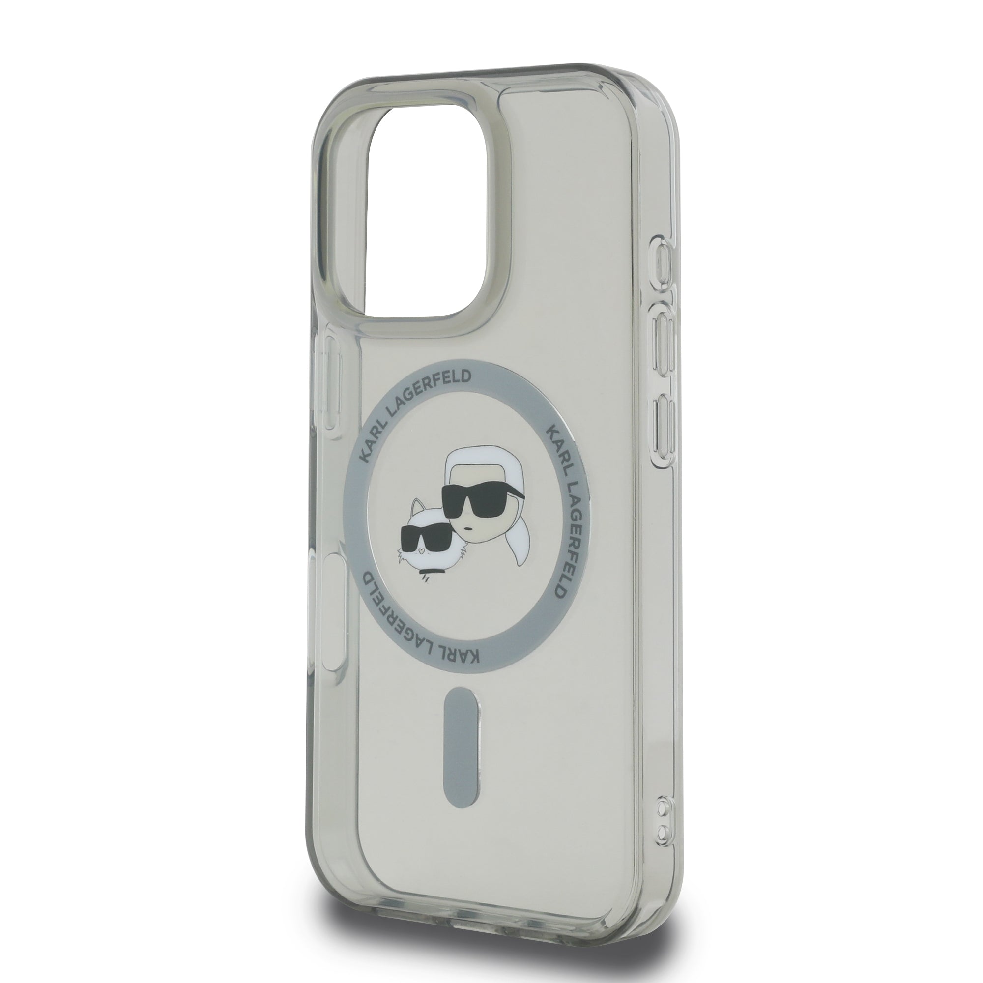 Karl Lagerfeld Magsafe Ringstand Case “Karl + Choupette’s Head” Θήκη προστασίας από σκληρό πλαστικό για iPhone 16 Pro (Μαύρο – KLHMP16LHLSKCK)