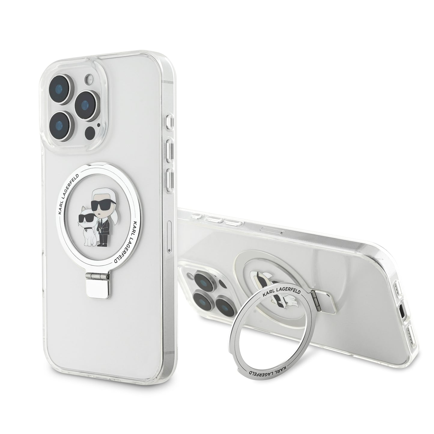 Karl Lagerfeld Magsafe Ringstand Case “Karl + Choupette'S Head” Θήκη Προστασίας Από Σκληρό Πλαστικό Για Iphone 16 Pro (Διάφανη – Klhmp16Lhmrskch) – Θήκη για κινητό από το PhoneBazaar.gr