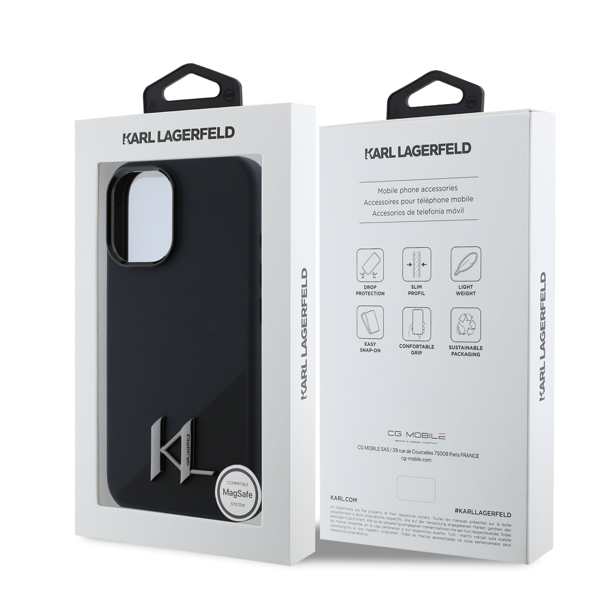 Karl Lagerfeld MagSafe Initial Metal Logo Silicone Case Θήκη προστασίας από σιλικόνη – iPhone 16 (Μαύρο – KLHMP16SSCMKMPCK)