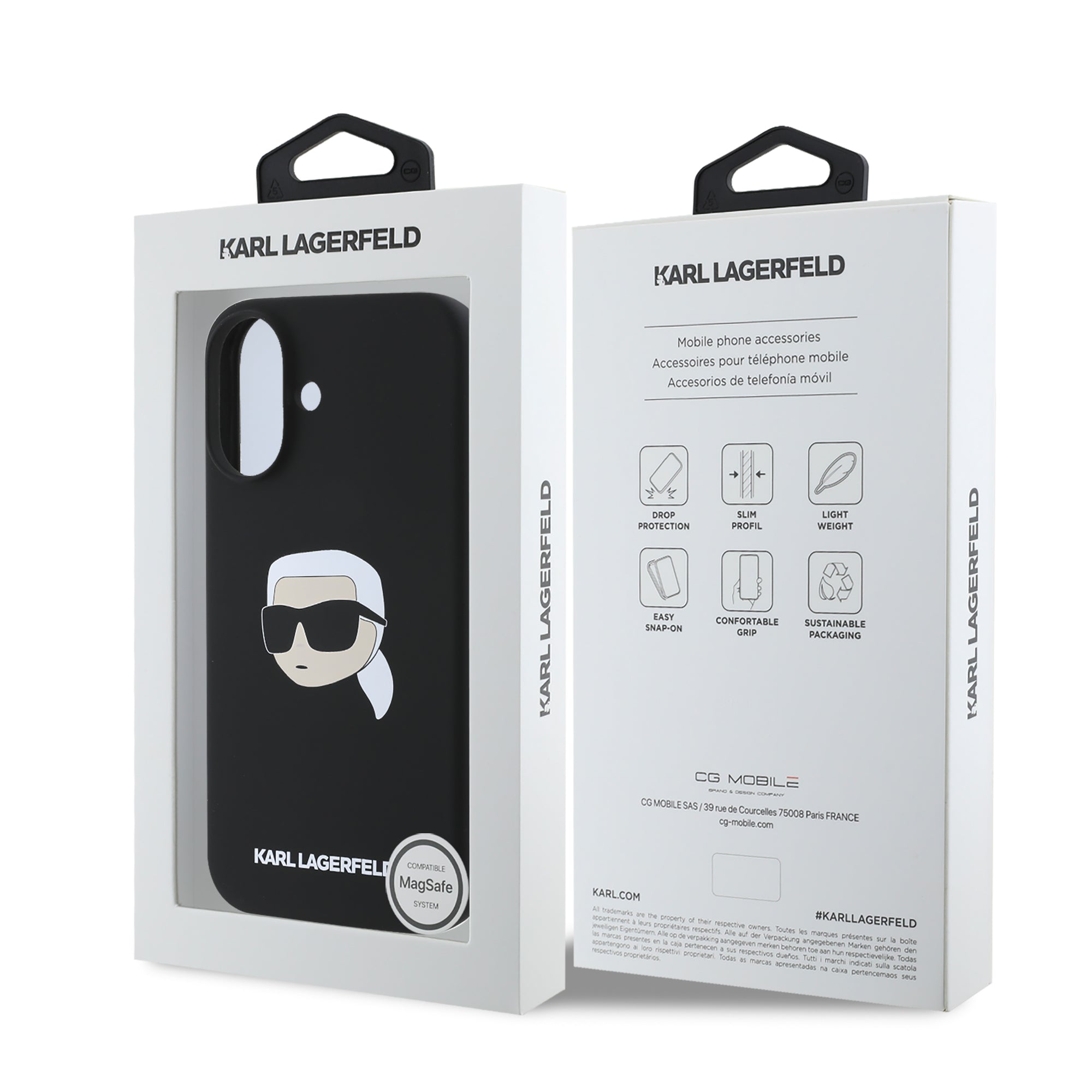 Karl Lagerfeld Magsafe Karl's Head Print Case Θήκη προστασίας από σιλικόνη – iPhone 16 (Μαύρο – KLHMP16SSKHPPLK)