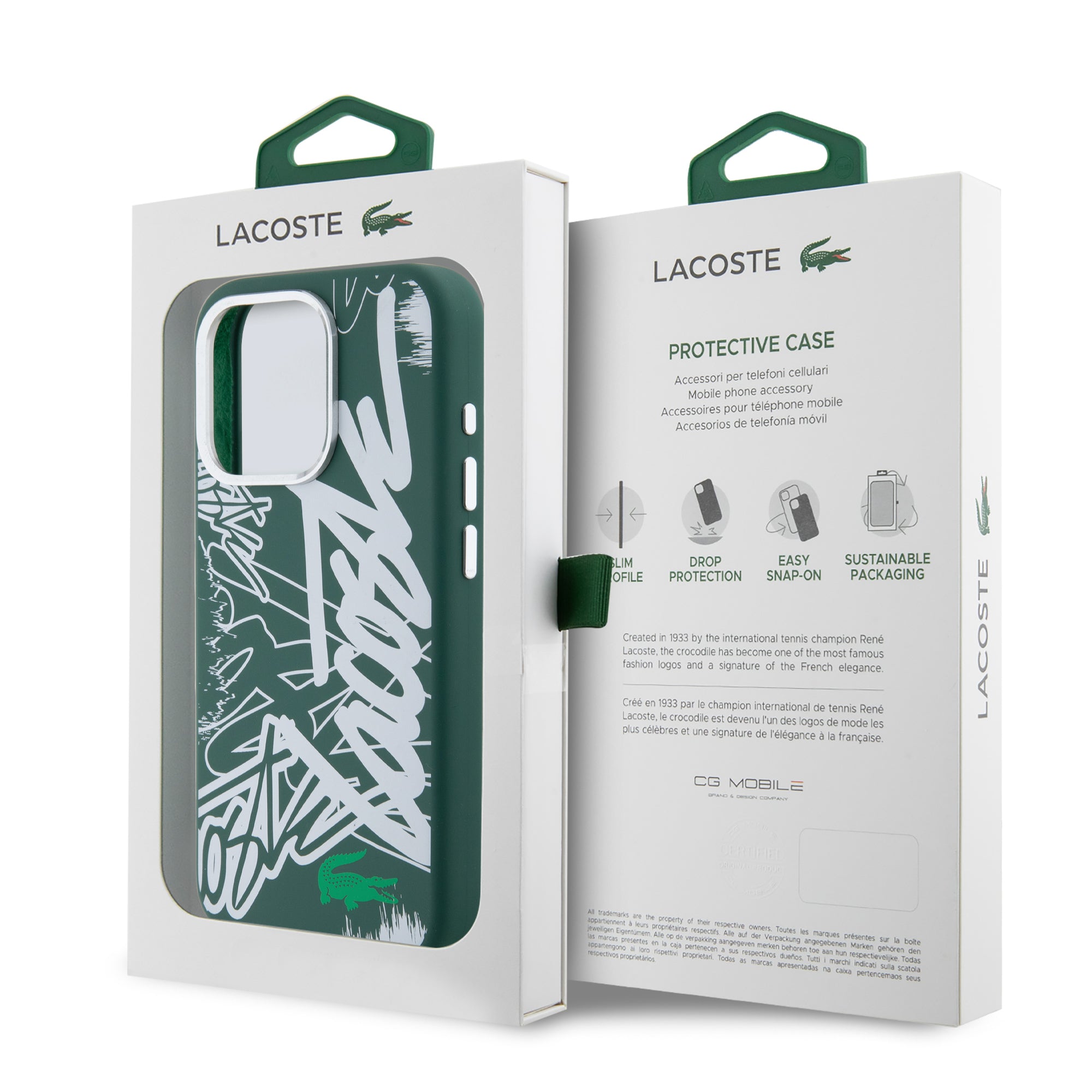 Lacoste Graffiti Hard Case Θήκη προστασίας από Liquid σιλικόνη για iPhone 15 Pro (Πράσινο/Λευκό– LCHCP15LGRAH)