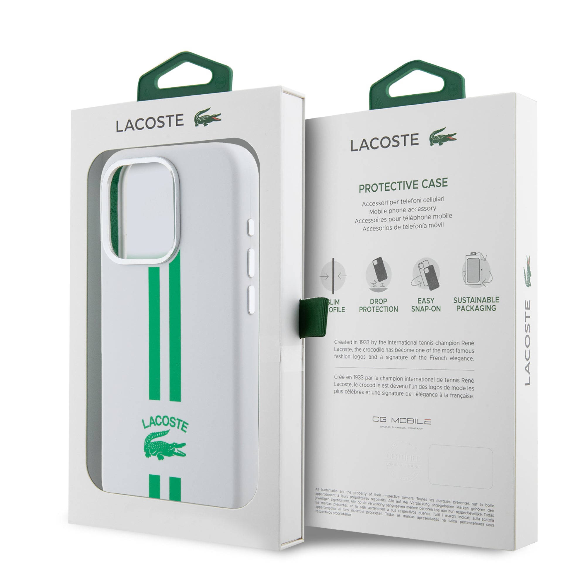 Lacoste Stripes Hard Case Θήκη προστασίας από Liquid σιλικόνη για iPhone 15 Pro (Πράσινο/Λευκό)