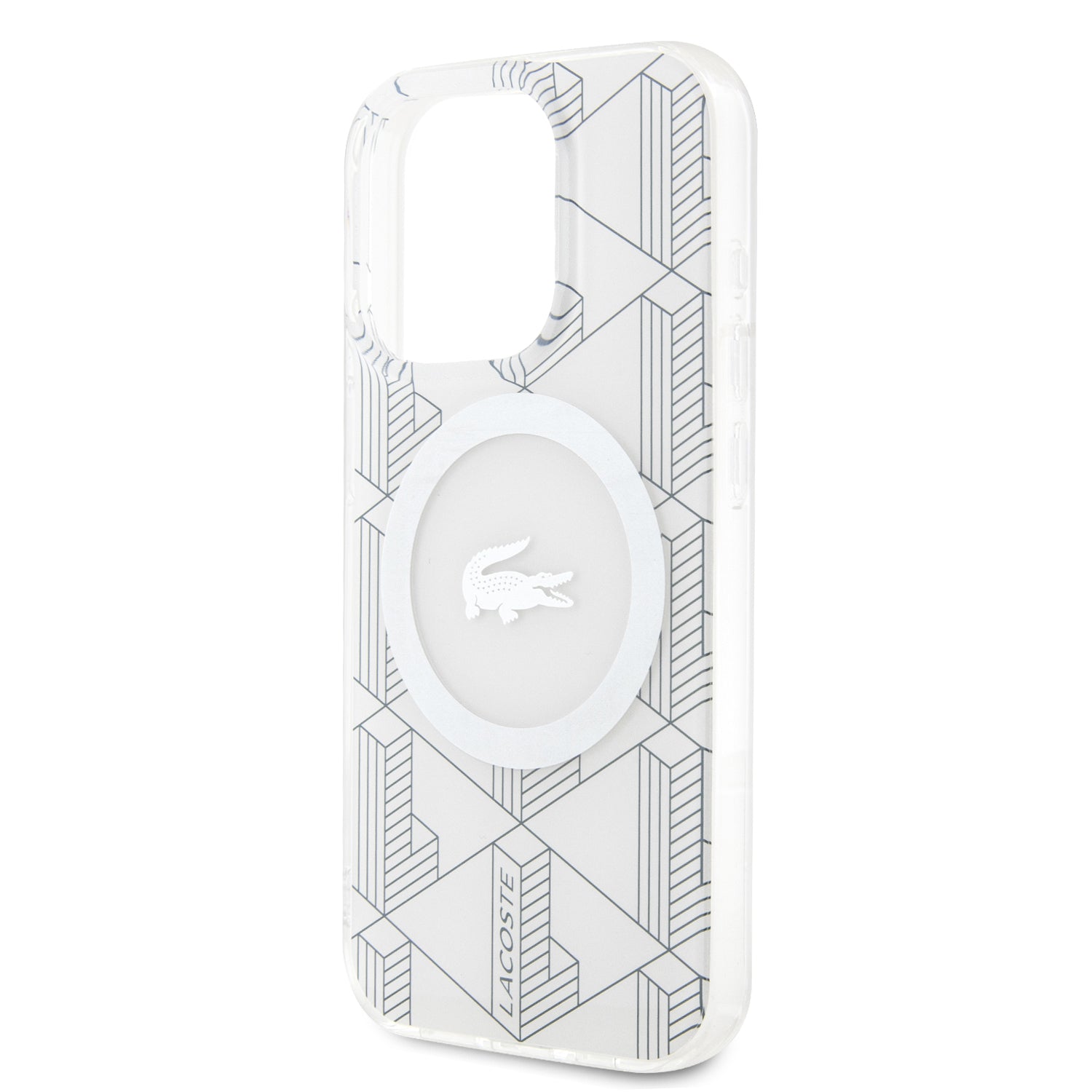 Lacoste Magsafe Monogram Croc Logo Hard Case Θήκη προστασίας από Σιλικόνη για iPhone 15 Pro (Farine/Silver)