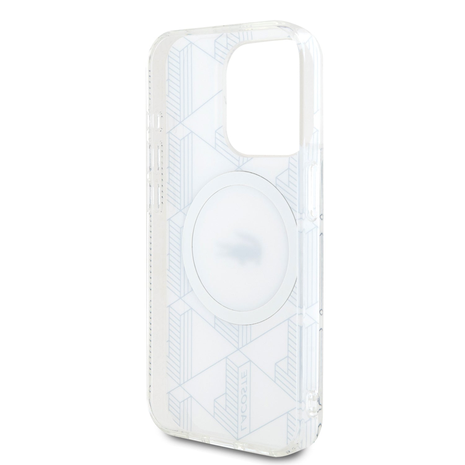 Lacoste Magsafe Monogram Croc Logo Hard Case Θήκη προστασίας από Σιλικόνη για iPhone 15 Pro (Farine/Silver)