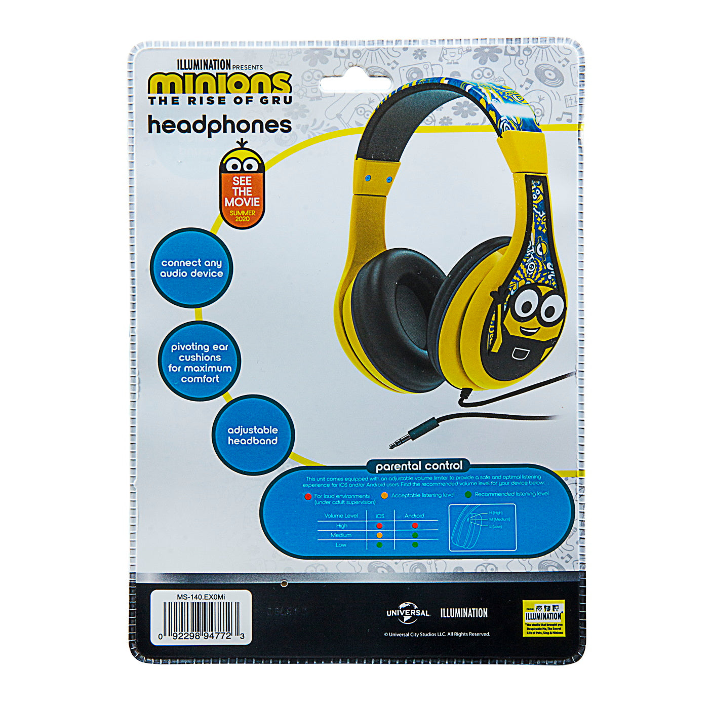 eKids Minions Ενσύρματα Ακουστικά με ασφαλή μέγιστη ένταση ήχου για παιδιά και εφήβους (MS-140) (Κίτρινο/Μαύρο)