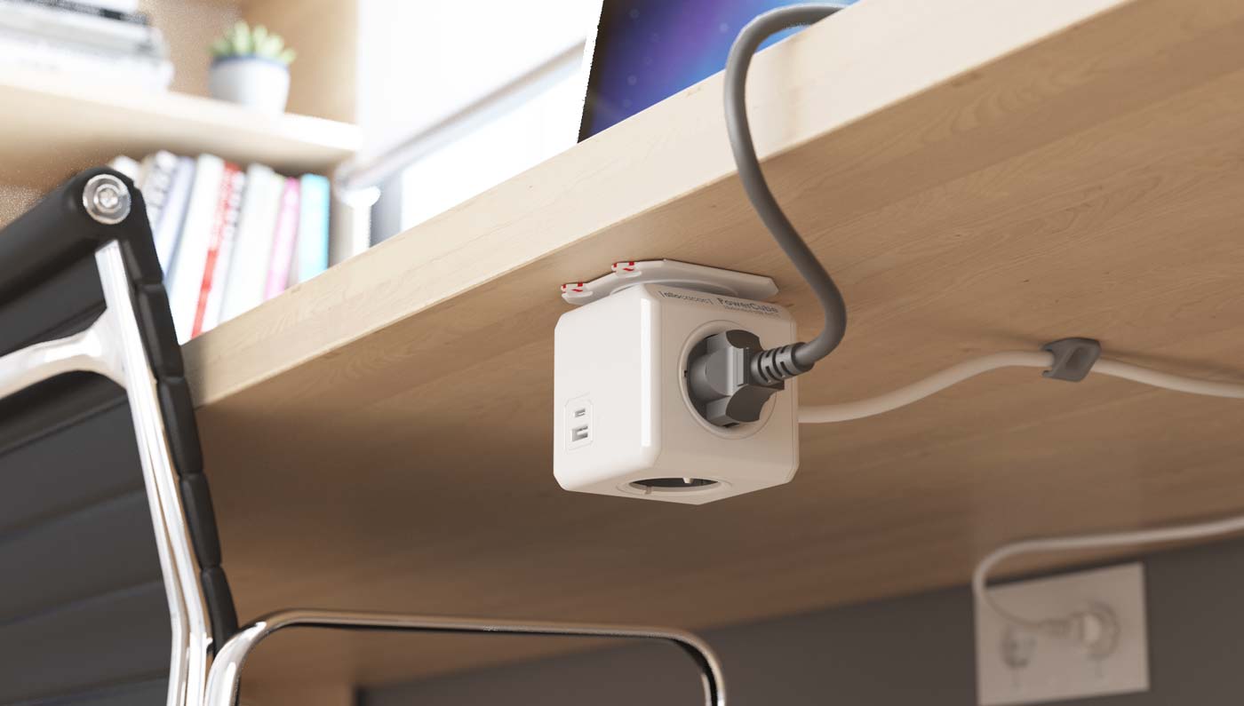 Allocacoc® PowerCube |Extended Duo USB A+C| Πολύπριζο 4 θέσεων & 1xUSB/1xUSB-C με καλώδιο επέκτασης 1,5 μέτρo - Γκρι - 10436/DEEUAC