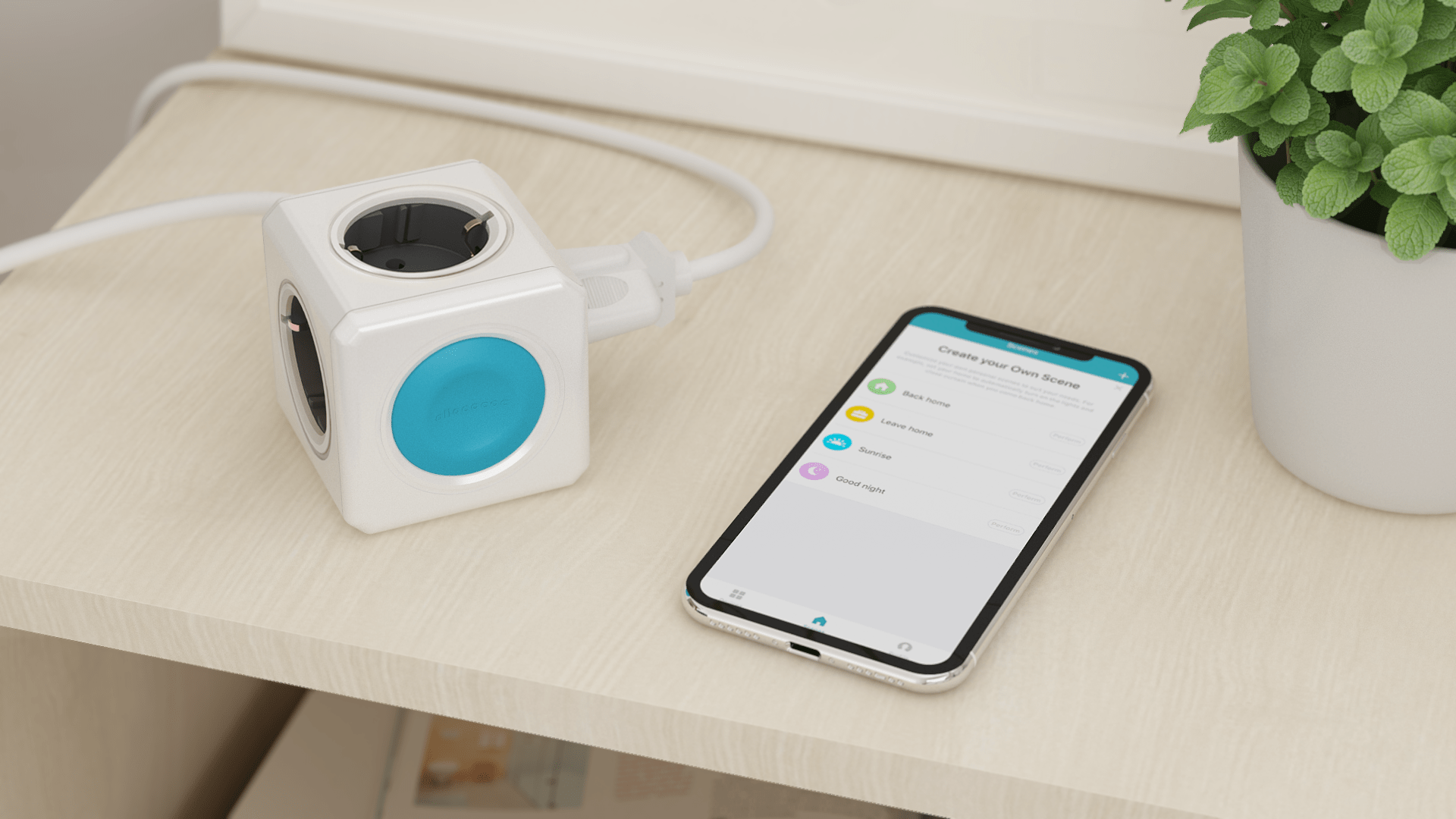 Allocacoc® PowerCube |Original SmartHome| Τηλεχειριζόμενο Πολύπριζο 4 θέσεων - Γκρι - 10751/DEORSH