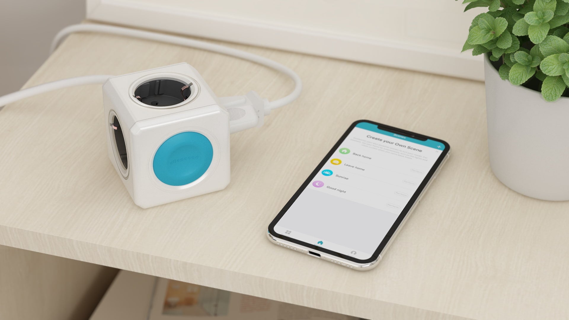 Allocacoc® PowerCube |Original SmartHome| Τηλεχειριζόμενο Πολύπριζο 4 θέσεων - Γκρι - 10751/DEORSH