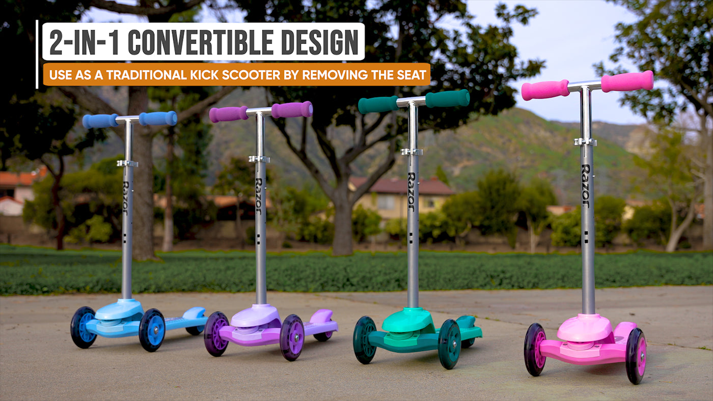 Razor Rollie Τρίτροχο παιδικό πατίνι με αφαιρούμενο καθισματάκι για παιδιά 2,5+ ετών σε χρώμα ροζ