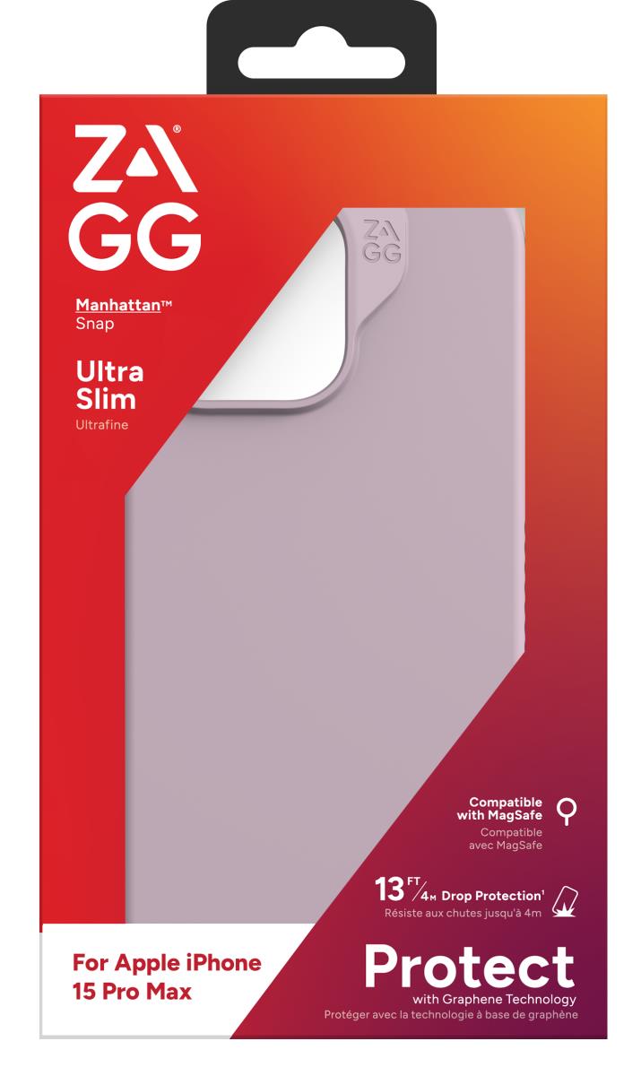 Zagg Manhattan Snap Case Θήκη προστασίας που αντέχει σε πτώσεις έως 4 μέτρα – iPhone 15 Pro Max (Lavender)