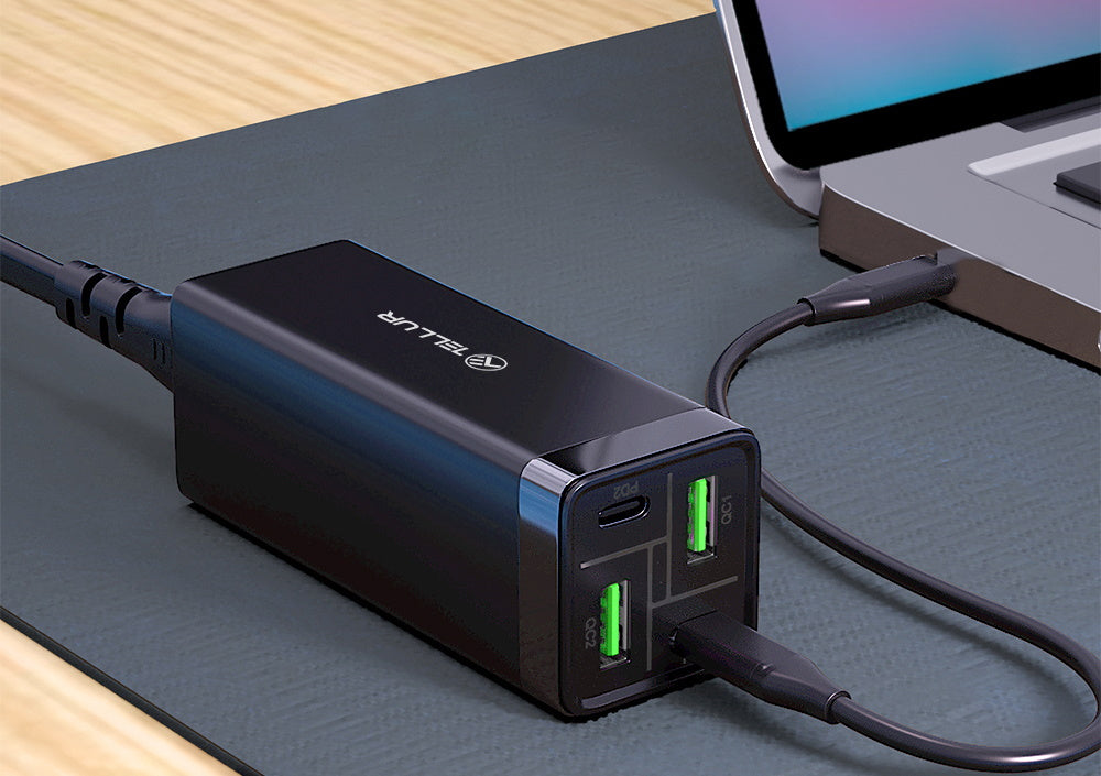Tellur Universal (EU/UK/US) AC Charger PDHC2 με υποστήριξη Quick Charge 3.0 Φορτιστής τεσσάρων θυρών (2xPowerDelivery + 2x Quick Charge 3.0), σε μαύρο χρώμα