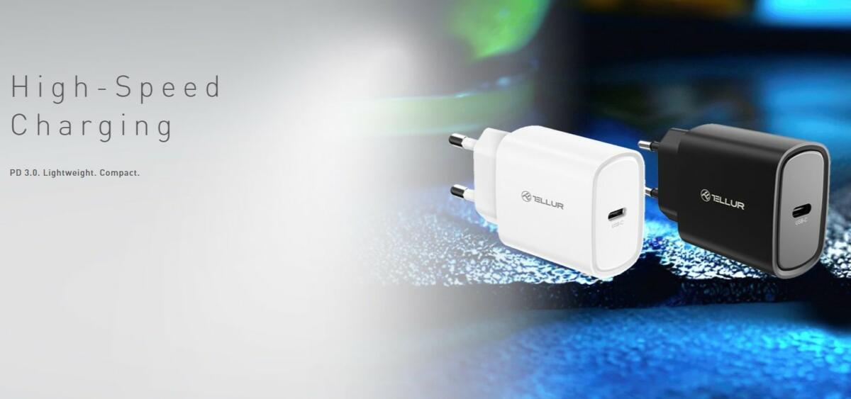 Tellur Οικιακός Φορτιστής USB-C με PD 3.0 (PD3.0 20W) σε λευκό χρώμα (TLL151421)