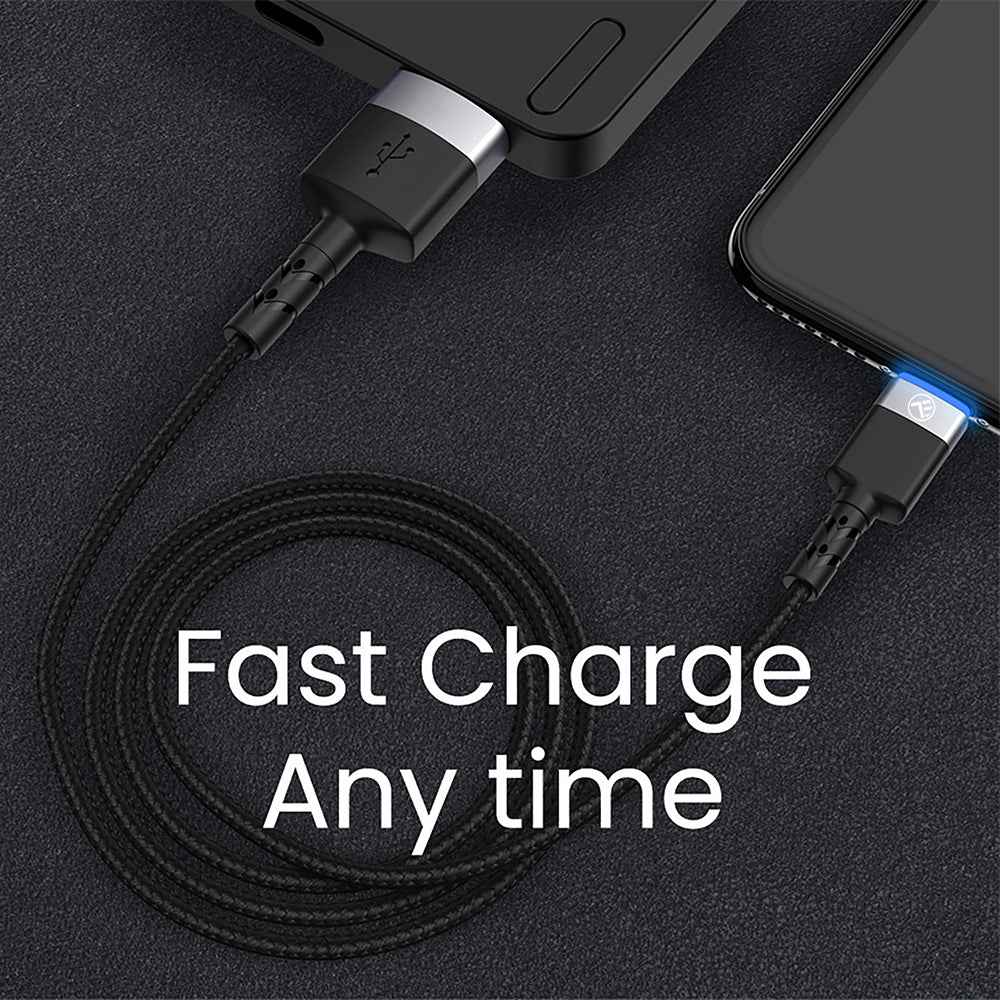 Tellur - Micro USB Cable 3A - Black - Καλώδιο δεδομένων USB σε Micro USB με φως LED, 1,2 μέτρα