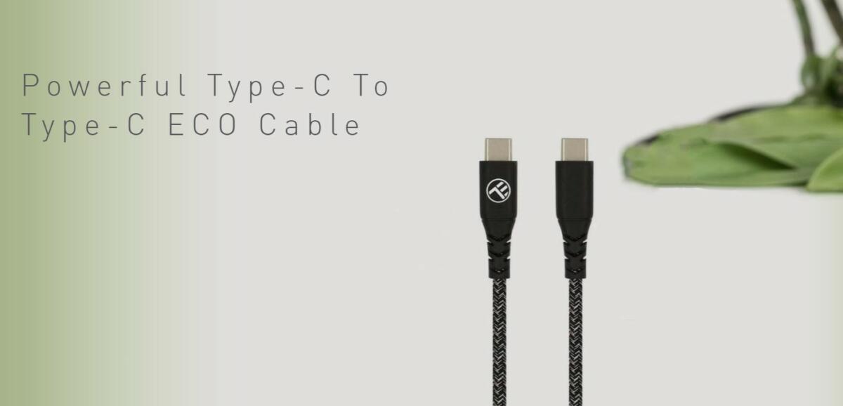 Καλώδιο φόρτισης και δεδομένων Tellur Green Data Cable Type-C σε Type-C – 1 μέτρο σε μαύρο χρώμα
