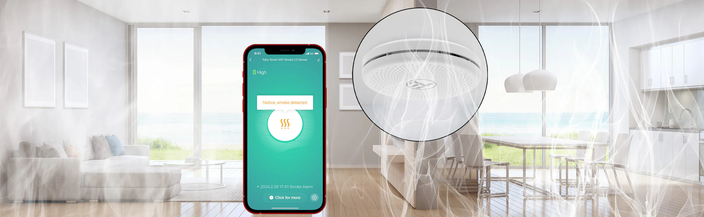 Tellur WiFi Smoke and CO Sensor Έξυπνος αισθητήρας καπνού και CO WiFi (TLL-331561)