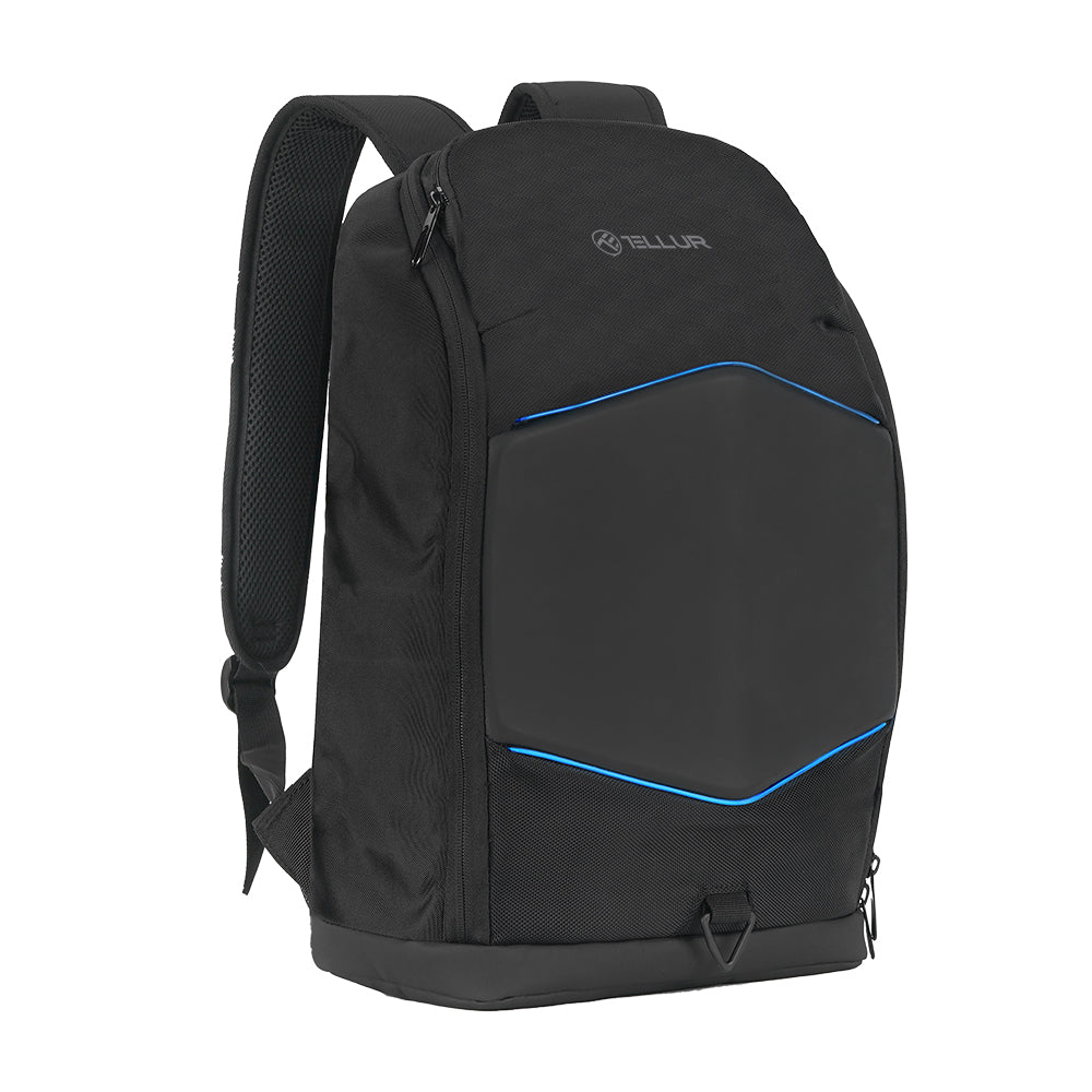 Tellur GlowPack Laptop Backpack Ευρύχωρο Backpack με LED λωρίδες φωτισμού και θήκη για laptop έως 15,6" – Black (TLL611282)