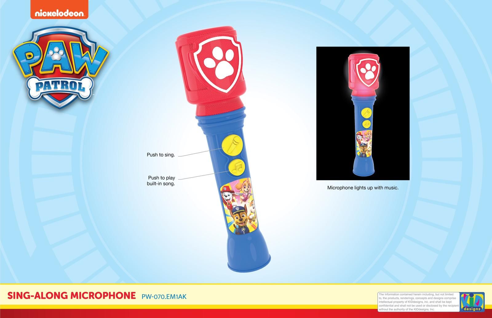 eKids Paw Patrol Ασύρματο Μικρόφωνο Karaoke για παιδιά με ενσωματωμένη μουσική, φωτισμό, Sound Effects (PW-070) (Κόκκινο/Μπλε/Κίτρινο)
