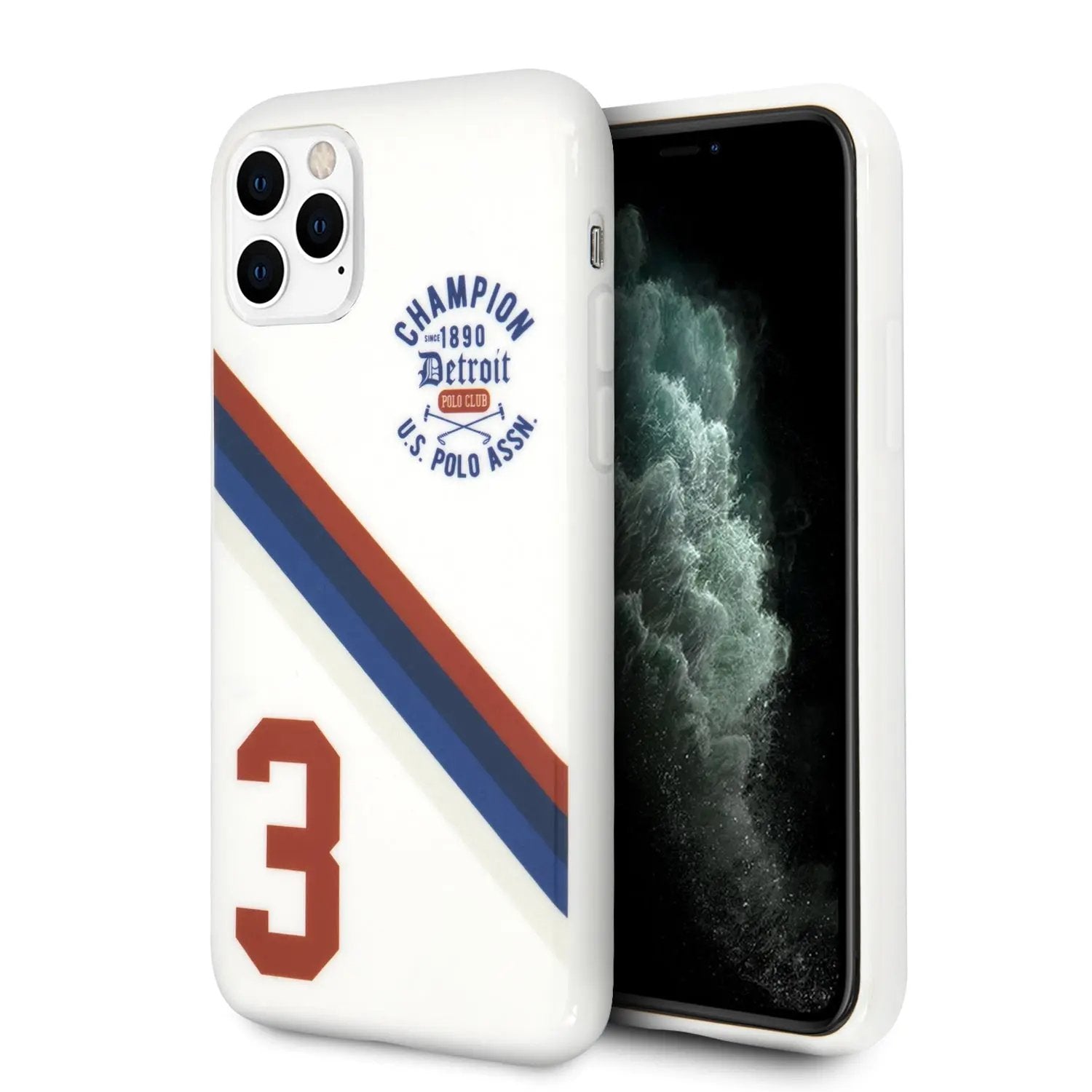 U.S. Polo Assn. “Detroit 3 Stripes Collection” Θήκη προστασίας από πολυκαρβονικό – iPhone 11 Pro (Λευκό – USHCN58PCDGS) – PhoneBazaar
