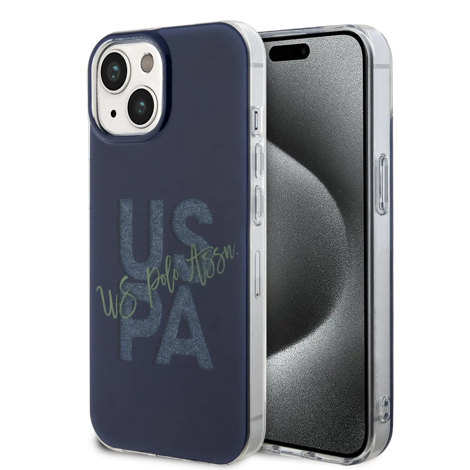 U.S. Polo Assn. Hard Case IML Glitter Script – Θήκη προστασίας από σιλικόνη iPhone 15 (Navy – USHCP15SUGLV) – PhoneBazaar