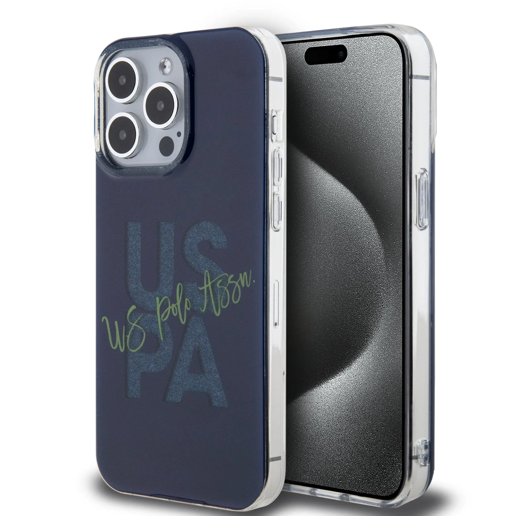 U.S. Polo Assn. Hard Case IML Glitter Script – Θήκη προστασίας από σιλικόνη iPhone 15 Pro Max (Navy – USHCP15XUGLV) – PhoneBazaar