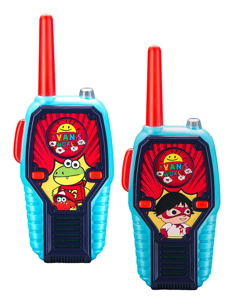 eKids Ryan's World Walkie Talkies για παιδιά & ενήλικες με ενσωματωμένο μεγάφωνο και εμβέλεια 150 μέτρων (RW-212) (Μπλε/Κόκκινο/Θαλασσί)