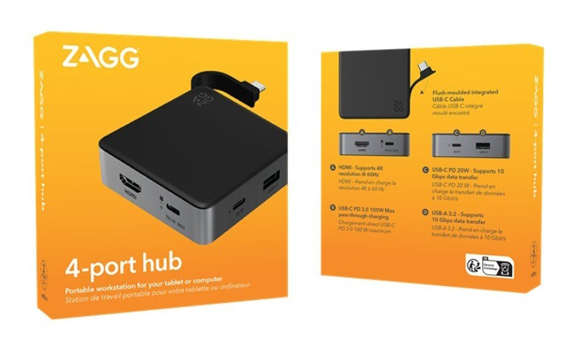 Zagg Φορητό Hub 4 θέσεων (1x USB-C PD, 1x USB-C, 1x USB-A & 1x HDMI)