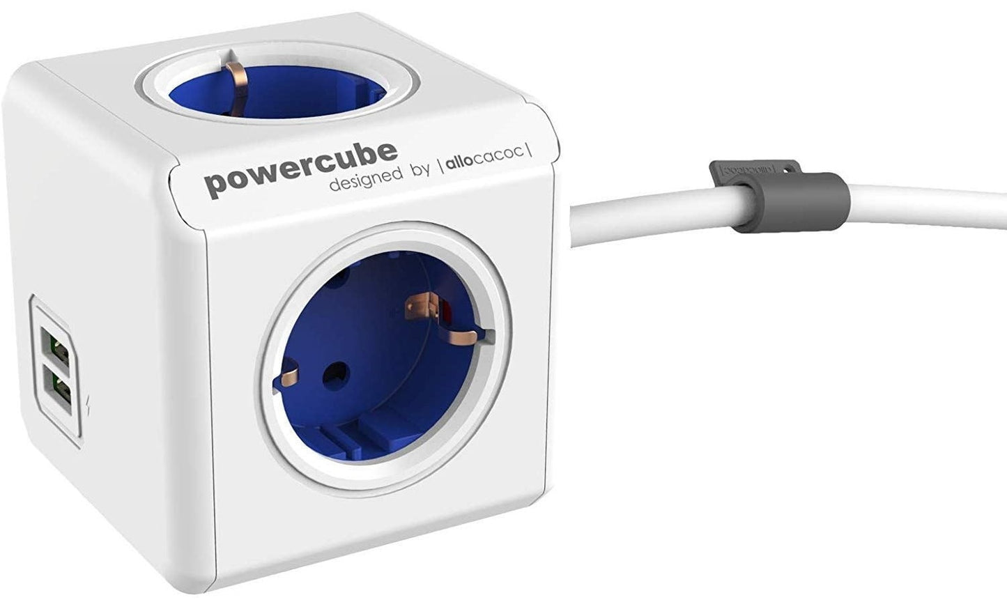 Allocacoc® Powercube | Extended Usb| Πολύπριζο 4 Θέσεων & 2 Usb – Μπλε – 1406Bl/Deeupc – Θήκη για κινητό από το PhoneBazaar.gr