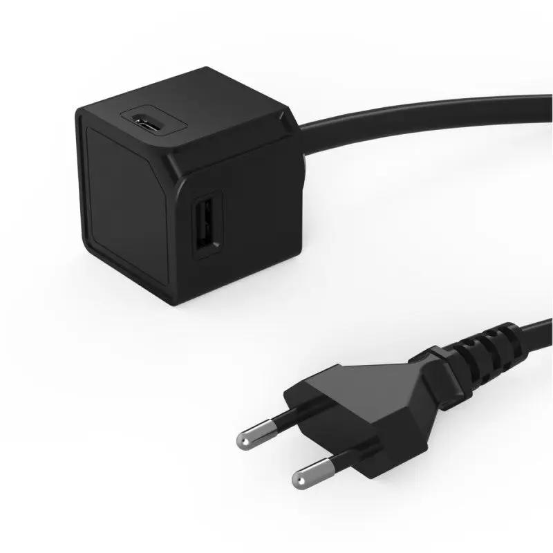 Allocacoc® PowerCube |USBcube Extended USB A+C| Πολύπριζο 2xUSB-A + 2xUSB-C – Μαύρο – 10467BK/EUACMC – PhoneBazaar