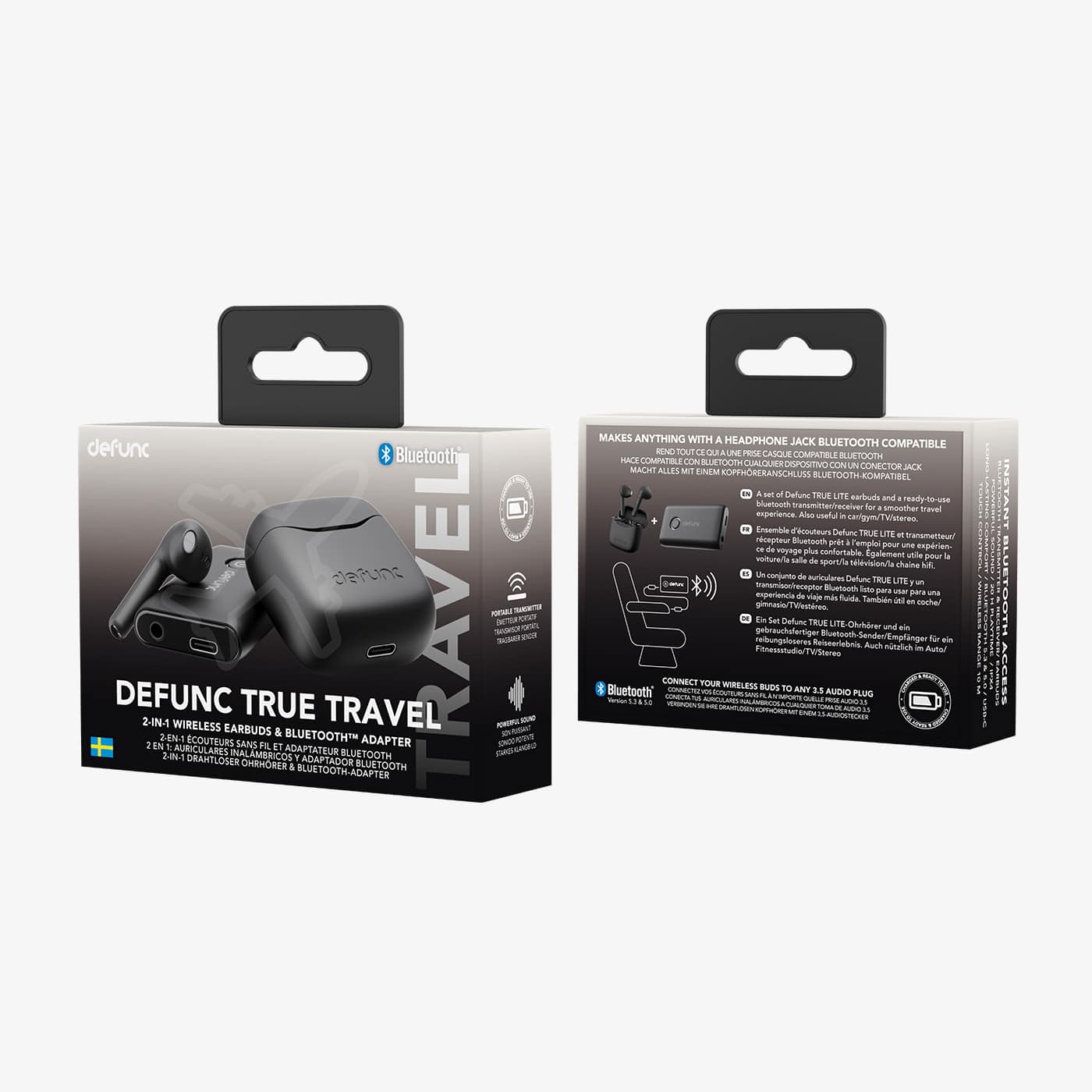 Defunc TRUE TRAVEL Kit Bluetooth 5.3 Ασύρματα True Wireless Ακουστικά με θήκη (μαύρο)
