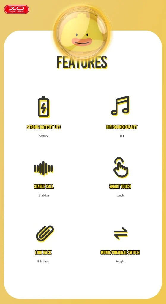 XO G6 TWS Earbuds Bluetooth Handsfree Ακουστικά με Θήκη Φόρτισης Κίτρινα (Pet Series)