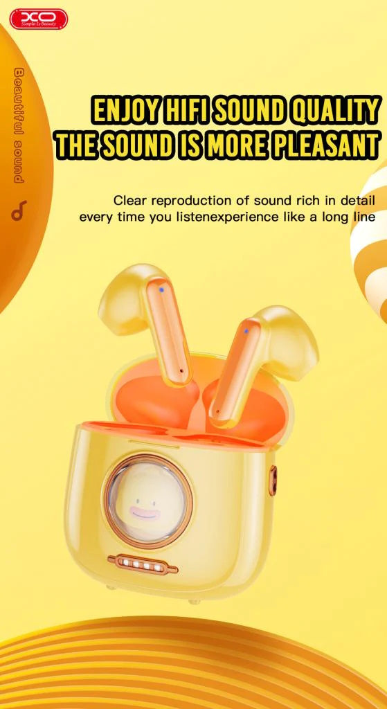XO G6 TWS Earbuds Bluetooth Handsfree Ακουστικά με Θήκη Φόρτισης Κίτρινα (Pet Series)