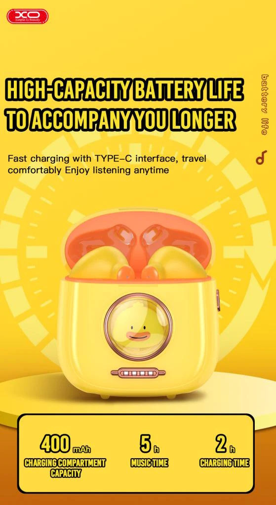 XO G6 TWS Earbuds Bluetooth Handsfree Ακουστικά με Θήκη Φόρτισης Κίτρινα (Pet Series)