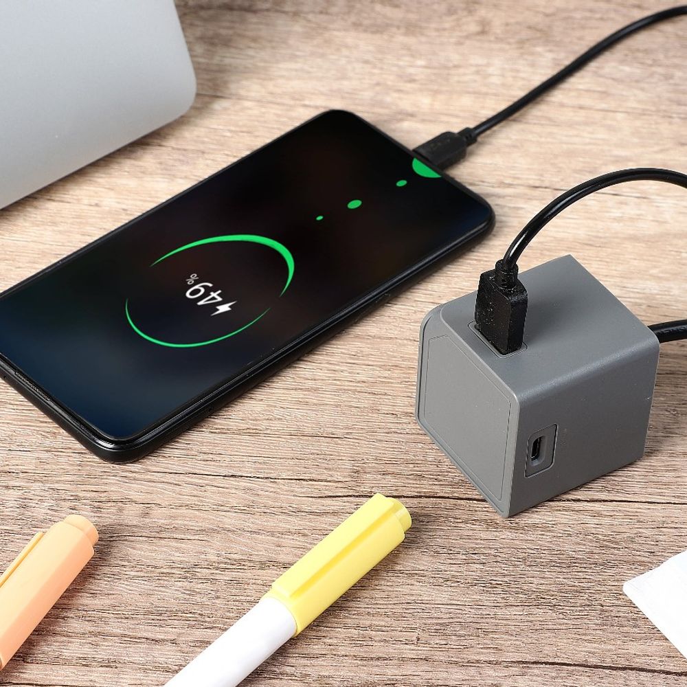 Allocacoc - USBcube - Extended - USB A+C - 1.5m Cable - 65W - Γκρι DH1254GY/EUPD65