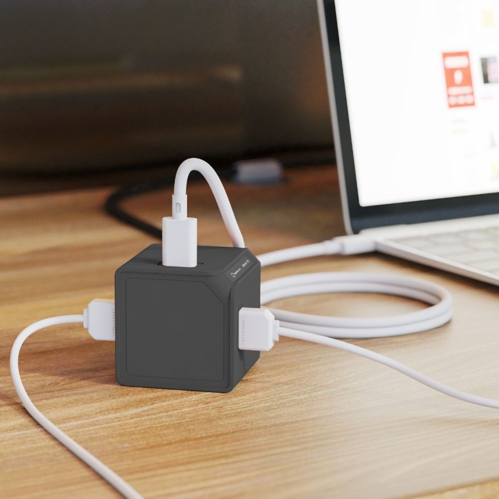 Allocacoc - USBcube - Extended - USB A+C - 1.5m Cable - 65W - Γκρι DH1254GY/EUPD65