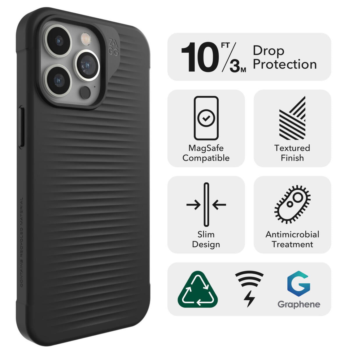 Zagg Luxe Snap Case Λεπτή και κομψή Θήκη προστασίας που αντέχει σε πτώσεις έως 3 μέτρα – iPhone 15 Pro Max (Black)
