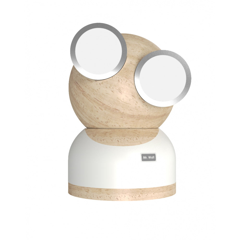 Designnest® GoggleLamp |Mr Watt| Επιτραπέζιο Φωτιστικό από ξύλο σφενδάμου και αλουμίνιο με ρύθμιση φωτεινότητας αφής (white/wood)