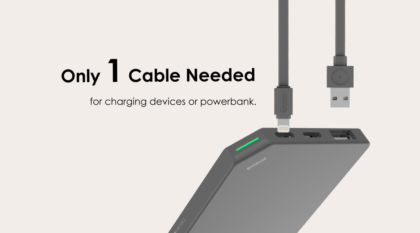 DesignNest PowerBank |Slim| Aluminium 5.000mAh microUSB/Lightning - Ασημί