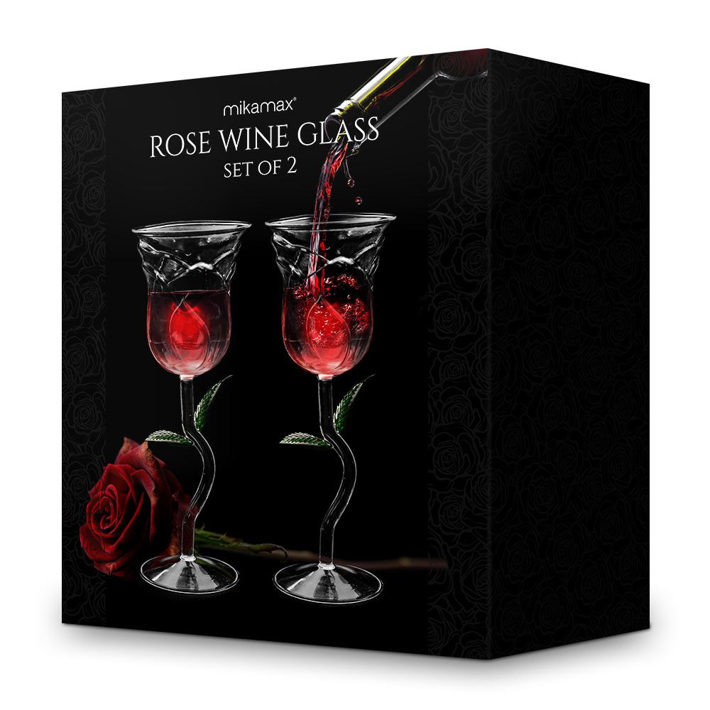 Rose Wine Glass Set – Σετ Ποτηριών Κρασιού Με Τριαντάφυλλο – Θήκη για κινητό από το PhoneBazaar.gr