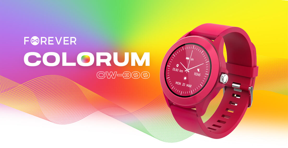 Forever Smartwatch με παλμογράφο Colorum CW-300 xMagenta σε κόκκινο/μωβ χρώμα