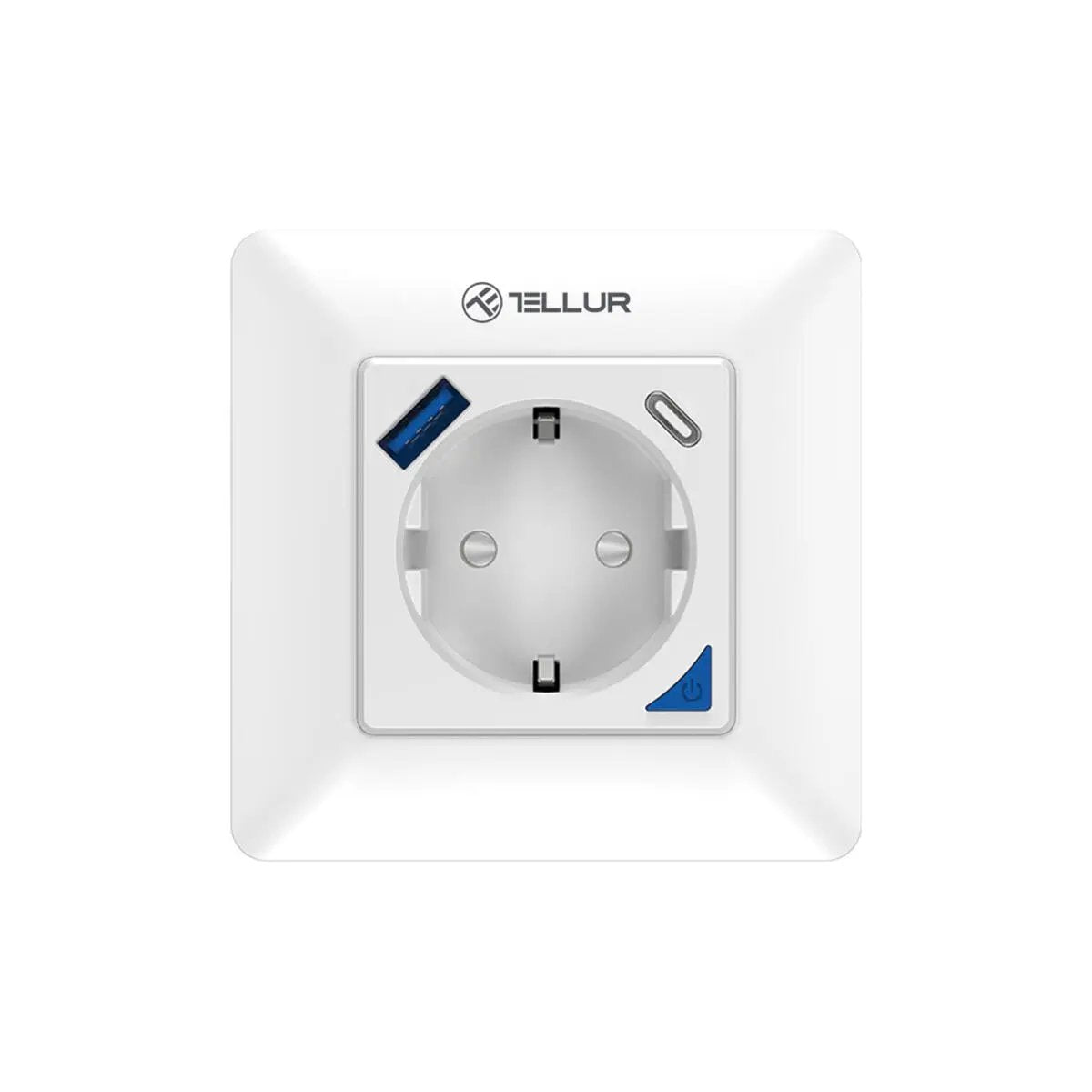 Tellur Smart WiFi Έξυπνη Πρίζα Ρεύματος 3600W / 16A με ενσωματωμένες θύρες 1xUSB 18W & 1xUSB-C PD 20W σε λευκό (TLL331531) – PhoneBazaar