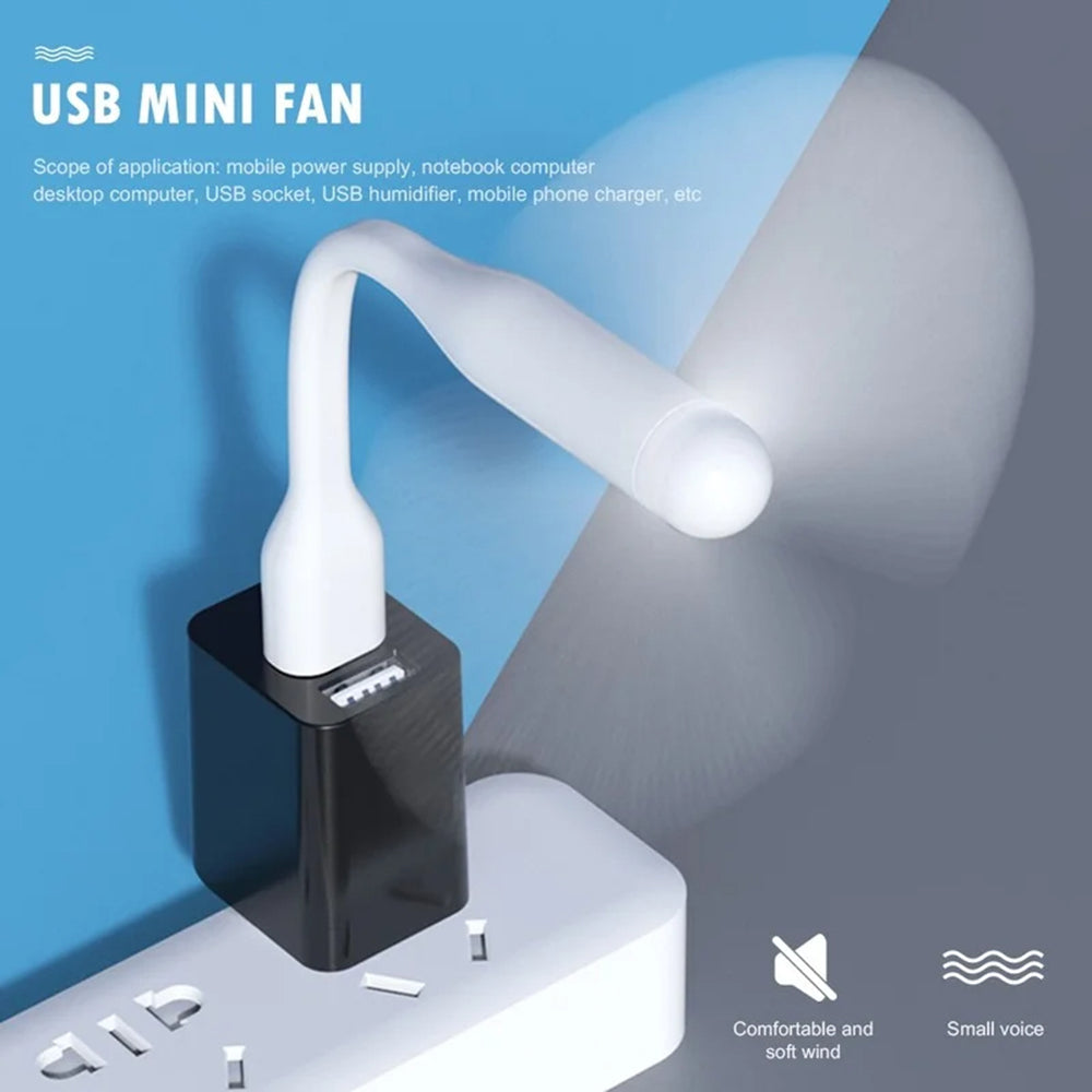 Techsuit - Mini USB Fan (TUF1) - Portable, Flexible, Bendable, 5V - Blue