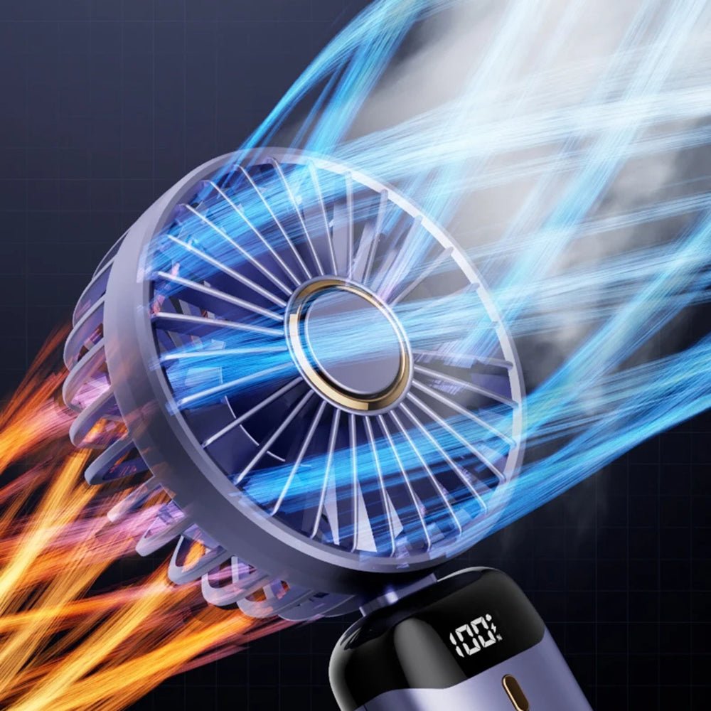 Techsuit - Handheld Fan (N15) - Foldable Design, Digital Display, Ultra Silent, 1800mAh - Green