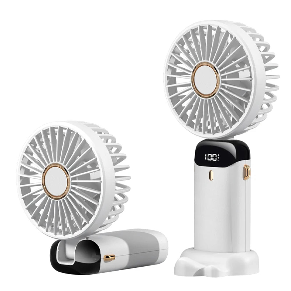 Techsuit - Handheld Fan (N15) - Foldable Design, Digital Display, Ultra Silent, 1800mAh - White