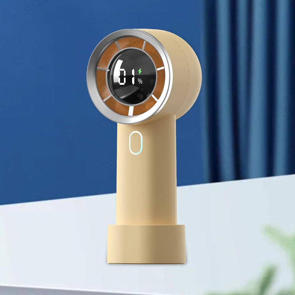 Techsuit - Handheld Fan (HX130) - Digital Display, Ultra Silent, 1200mAh - Yellow