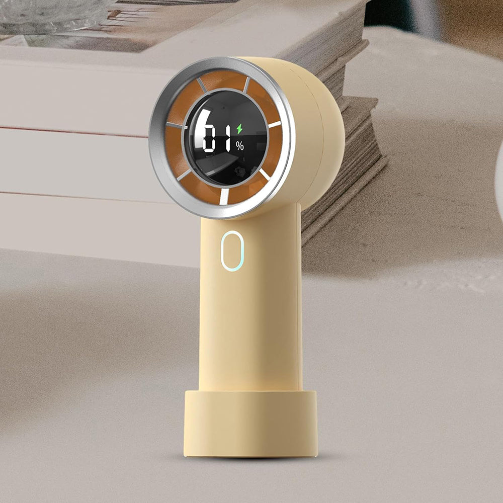 Techsuit - Handheld Fan (HX130) - Digital Display, Ultra Silent, 1200mAh - Yellow